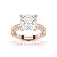6.1 CT Lab Diamond Cushion Cut Solitaire Ring