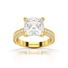 6.1 CT Lab Diamond Cushion Cut Solitaire Ring