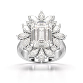 6.29 CT Emerald Cut Halo Lab Diamond Ring