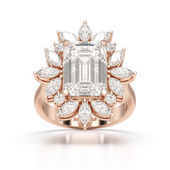 6.29 CT Emerald Cut Halo Lab Diamond Ring