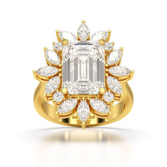6.29 CT Emerald Cut Halo Lab Diamond Ring