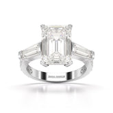 6.64 CT Lab Diamond Emerald Cut Three Stone Ring