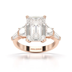 6.6 CT Lab Diamond Emerald and Tapper Cut Ring