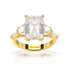 6.6 CT Lab Diamond Emerald and Tapper Cut Ring
