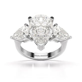 6.82 CT Lab Diamond Pear Cut Three Stone Ring