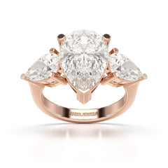 6.82 CT Lab Diamond Pear Cut Three Stone Ring