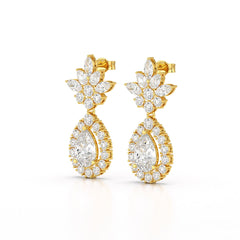 6.8 CT Pear and Marquise Cut lab Diamond Drop Earrings
