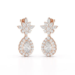 6.8 CT Pear and Marquise Cut lab Diamond Drop Earrings