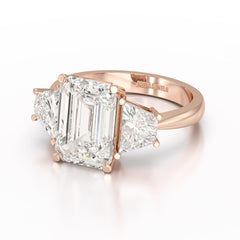 6 CT Lab Diamond Emerald Cut Three Stone Ring