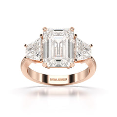 6 CT Lab Diamond Emerald Cut Three Stone Ring
