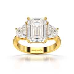6 CT Lab Diamond Emerald Cut Three Stone Ring