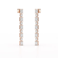 8.27 CT Lab Diamond Emerald Cut Dangle Drop Earring