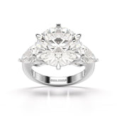 9.13 CT Lab Diamond Round and Pear Cut Three Stone Ring