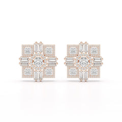 9.25 CT Baguette and Princess Cut Lab Diamond Stud Earrings