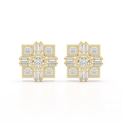 9.25 CT Baguette and Princess Cut Lab Diamond Stud Earrings