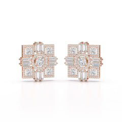 9.25 CT Baguette and Princess Cut Lab Diamond Stud Earrings