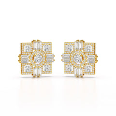 9.25 CT Baguette and Princess Cut Lab Diamond Stud Earrings