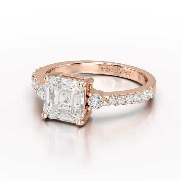 Asscher Cut 2.33 CT Lab Diamond Engagement Ring - Jama Jewels
