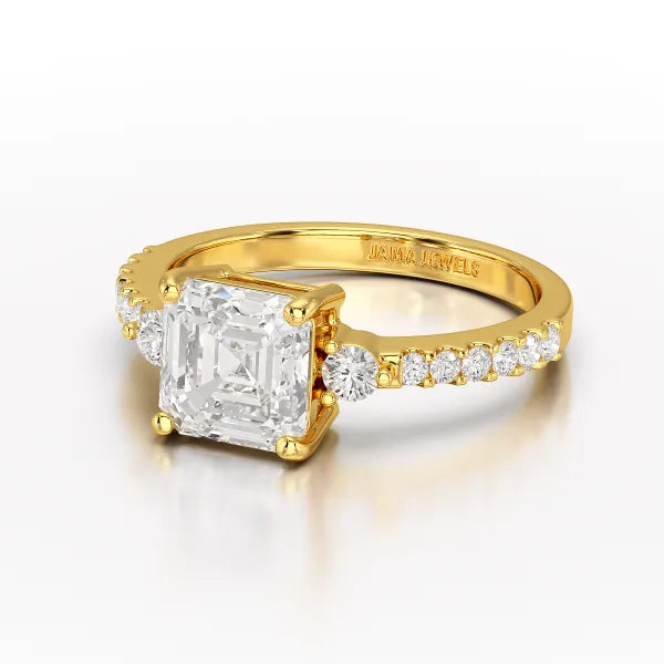 Asscher Cut 2.33 CT Lab Diamond Engagement Ring - Jama Jewels