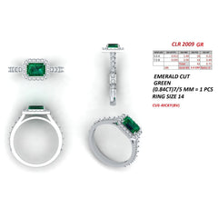 1.53 CT Emerald-Cut Sapphire Diamond Halo Ring