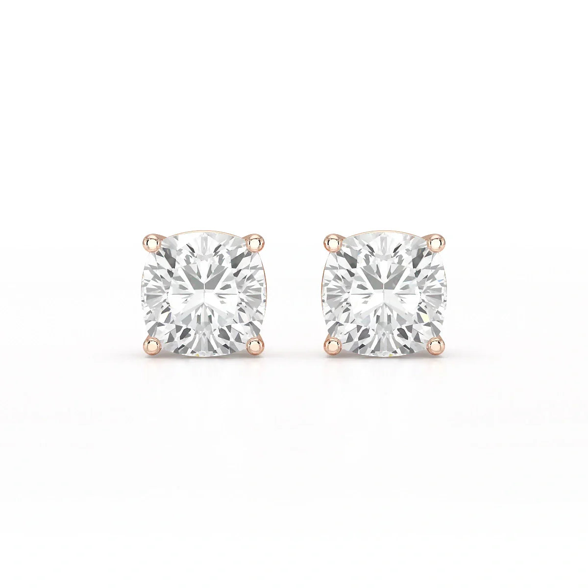 1 CT Cushion Lab Diamond Stud Earrings