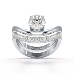 Curved Round Cut 1.3 CT Lab Diamond Ring