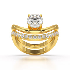 Curved Round Cut 1.3 CT Lab Diamond Ring