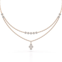 Lab Diamond 2.9 CT Two Layered Necklace