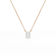 1 CT Emerald Cut Lab Grown Diamond Solitaire Pendant