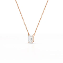 1 CT Emerald Cut Lab Grown Diamond Solitaire Pendant