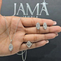 5.60 CT Marquise Cut Jewellery Set - Ring, Earring & Chain Pendant (Ready for Delivery)