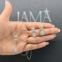 7.15 CT Multi Shape Halo Diamond Jewellery Set - Earring & Chain Pendant (Ready for Delivery)