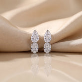 Two Stone Pear Oval Drop Earrings