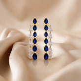 5.01 CT Sapphire Diamond Pear Dangle Earrings