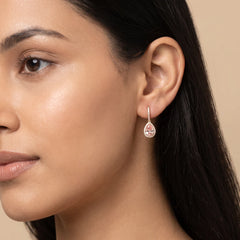 4.87 CT Pink Pear Halo Drop Earrings