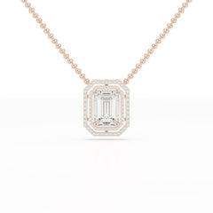 11.43 CT Emerald Cut Halo Lab Diamond Pendant
