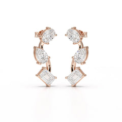 3.45 CT Lab Diamond Multi-Shape Three Stone Earrings