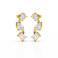 3.45 CT Lab Diamond Multi-Shape Three Stone Earrings