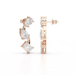 3.45 CT Lab Diamond Multi-Shape Three Stone Earrings