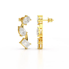3.45 CT Lab Diamond Multi-Shape Three Stone Earrings