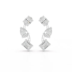 3.45 CT Lab Diamond Multi-Shape Three Stone Earrings