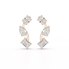 3.45 CT Lab Diamond Multi-Shape Three Stone Earrings