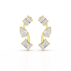 3.45 CT Lab Diamond Multi-Shape Three Stone Earrings