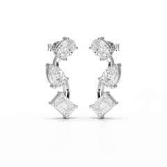 3.45 CT Lab Diamond Multi-Shape Three Stone Earrings