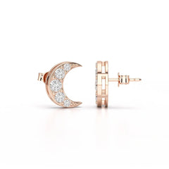 0.81 CT Lab Diamond Half Moon Earrings
