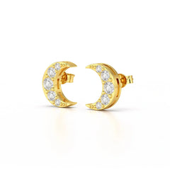 0.81 CT Lab Diamond Half Moon Earrings