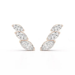 2.9 CT Trilogy Marquise Cut Lab Diamond Climber Earring