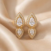 1.94 CT Pear Cut Diamond Double Halo Drop Earrings
