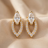 0.68 CT Marquise & Round Diamond Open Halo Stud Earrings