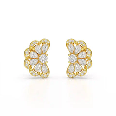 1.05 CT Flower Shape Stud Earring with Pear & Round cut Lab Diamonds